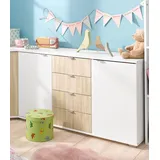 Priess Kombikommode 123 x 71 x 38 cm Weiß / Beige
