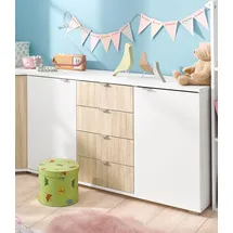 Priess Kombikommode 123 x 71 x 38 cm Weiß / Beige