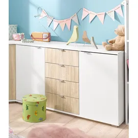 Priess Kombikommode 123 x 71 x 38 cm Weiß / Beige