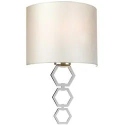 Clark Medium Wandleuchte mit 1 Licht - Poliertes Chrom mit elfenbeinfarbenem Lampenschirm aus Kunstseide - CLARK-MEDIUM-PC