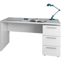 Fores Schreibtisch Moderner Büroschreibtisch, Studiertisch mit Kommode mit 2 Schubladen und 1 Tür, cm 138x60h74, Weiß - Weiß