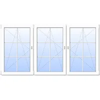 Kunststoff Fenster 3-flügelig VALENTIN 2-fach Verglasung Moosgrün RAL 6005 innen öffnend Seitenunabhängig