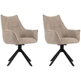 Esszimmerstuhl drehbar Polsterstuhl 2er Set Küchenstuhl Ginosa beige
