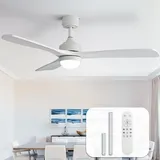 Sofucor 132cm Deckenventilator mit Beleuchtung, Massivholz Deckenventilator mit Licht und Fernbedienung, DC, 3 Farbtemperatur, Timer, 6 Geschwindigkeiten, Sommer Winterbetrieb für Schlafzimmer