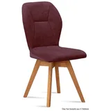 58 aufm Kessel Esszimmerstuhl Küchenstuhl drehbar (2er-Set) Draga 51x92x60 Eiche geölt/Marsala (Lieferung bis Verwendungsstelle, 6 St), Stabiles Gestell aus Massivholz pflegeleichter Bezug aus Microfaser lila