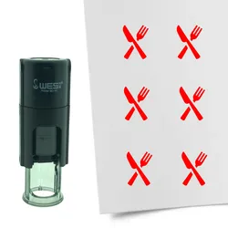 CombiCraft Selbstfärbender Stempel 'Besteck' in der Farbe Rot, Ø10mm