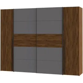 Forte Narago, Grau, Walnuss, Holzwerkstoff, 10 Fächer, 270x210x61 cm, Schlafzimmer, Kleiderschränke, Drehtürenschränke