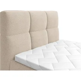 vente-unique Boxspringbett mit gestepptem Kopfteil + elektrischem Untergestell mit Relaxfunktion + Matratze + Topper - 100 x 200 cm - Stoff - Beige - LODI von PALACIO