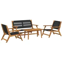 VidaXL Gartenstühle mit Tisch 4-teilig Schwarz Massivholz Akazie