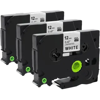 Molabel (3 pack) Compatible TZ231 TZe231 for Brother TZe-231 TZ-231 Tze 12 mm 0.47 Laminated White Tze Label Tape for P-Touch PT-H100R PT-H105 PT-H100LB PT320