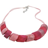 Gallay Perlenkette Schrägperle Kunststoff rosa und pink-marmoriert-matt Kordel rosa 45cm (1-tlg) rosa