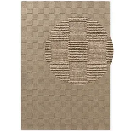 Villeroy & Boch Scala braun, B:200cm H:10mm L:300cm, Wolle, Teppiche, Handgewebt, Wolle, Kariert, Natur, 3D-Struktur, Karo, Wohnzimmer