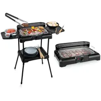 PRINCESS Elektro-Standgrill, 2200 W, Tischgrill Garten-Grill elektrischer Camper Camping-Grill & Grillzange schwarz