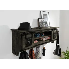 Massivmoebel24 Wandgarderobe Railway grau