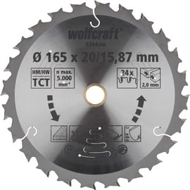wolfcraft 6344000 | Kreissägeblatt für Akku-Handkreissägen | Serie lila | ø165x20/15,87