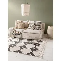 benuta TRENDS Kurzflor Teppich OYO Cream/Anthrazit 160x230 cm - Moderner Teppich für Wohnzimmer