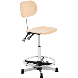 Fromm & Starck Werkstattstuhl - 120 kg - Silbern, Holz - Fußring - höhenverstellbar von 550 - 800 mm STAR_CHAIR_13