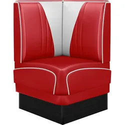 Diner Eckbank | Rot | B:H 60 x 103 cm | V-Steppung | Leder | Eckbank American, American Diner Sitzbank, American Dinerbank, American Diner Möbel