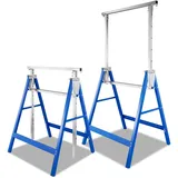 Monucep Teleskop-Arbeitsbock 2er Set höhenverstellbar 80-130 cm, 200 kg belastbar, klappbar und rutschfest, Gerüstbock für Malerarbeiten, Bau, Garten und Werkstatt, Blau