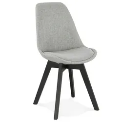 Stuhl Polster Stoff Eiche | Designerstuhl WILLY Esszimmer | Moderner Holzstuhl Gepolstert | Skandinavisch | 56x48x82 cm Dunkelgrau | Kadima Design