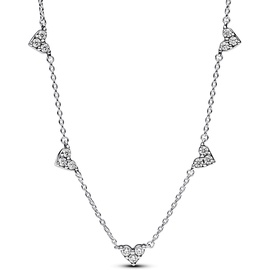 Pandora Timeless Dreifachstein Herz Halskette aus Sterling Silber mit Zirkonia Steinen, Größe 45cm, 393160C01-45