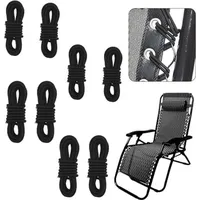 jexowiq 4 Stück Gummiband für Liegestuhl,Universal Elastische Schnur für Sonnenliege, Schwarz Ersatzkabel für Zero Gravity Chair, für Relax-Liegestuhl,Gartenstuhl Elastikschnüre