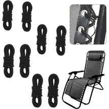 jexowiq 4 Stück Gummiband für Liegestuhl,Universal Elastische Schnur für Sonnenliege, Schwarz Ersatzkabel für Zero Gravity Chair, für Relax-Liegestuhl,Gartenstuhl Elastikschnüre
