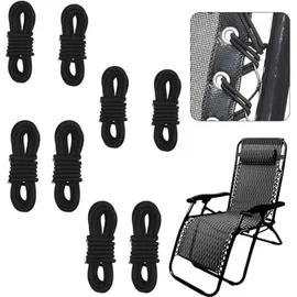 jexowiq 4 Stück Gummiband für Liegestuhl,Universal Elastische Schnur für Sonnenliege, Schwarz Ersatzkabel für Zero Gravity Chair, für Relax-Liegestuhl,Gartenstuhl Elastikschnüre