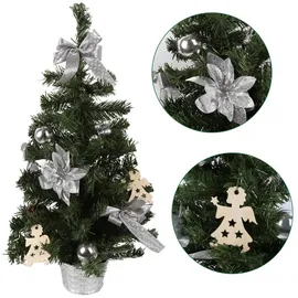 sarcia.eu Künstlicher Weihnachtsbaum Künstlicher Weihnachtsbaum im Topf mit silbernen Ornamenten 60cm silberfarben