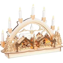 Brubaker Lichterbogen LED Weihnachten Schwibbogen Holz Weihnachtsmarkt 31 x 41 x 11 cm