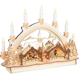 Brubaker Lichterbogen LED Weihnachten Schwibbogen Holz Weihnachtsmarkt 31 x 41 x 11 cm