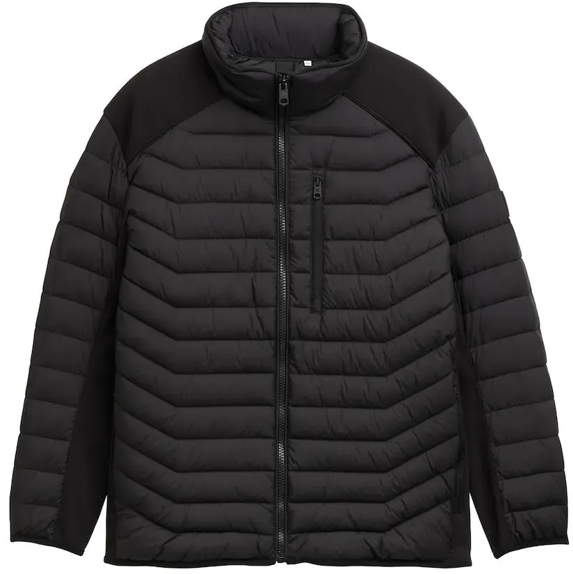 TOM TAILOR Herren Plus Size - Hybrid Lightweight Steppjacke mit Stehkragen, schwarz, Uni, Gr. 3XL