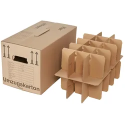5 x Gläserkarton inkl. Einsatz 40 kg Traglast stabiler Umzugskarton Gläserkiste Umzug 2-wellig BB-Verpackungen