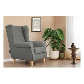 Konsimo Ohrensessel Miles Webstoff 82 x 105 x 97 cm Grau