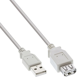 InLine USB 2.0 Verlängerung, Stecker / Buchse, beige/grau, 5m