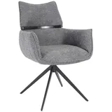 louming Armlehnstuhl Marja, mit Armlehnen, Dreh- und Rückholfunktion, Holzapplikation grau