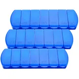 Schramm® 3 Stück Tablettenbox blau 11x4x1,5cm Pillen Tabletten Box 7 Tage Schachtel 3er Pack Tablettendose Pillendose Pillenbox Tablettenboxen Pillendosen Pillen Dose