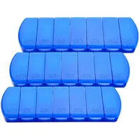 Schramm® 3 Stück Tablettenbox blau 11x4x1,5cm Pillen Tabletten Box 7 Tage Schachtel 3er Pack Tablettendose Pillendose Pillenbox Tablettenboxen Pillendosen Pillen Dose
