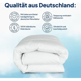 AM Qualitätsmatratzen Premium Eiderdaunendecke Made in Germany mit Echten Eiderdaunen aus Island 155x220cm