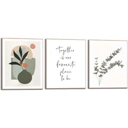 Reinders! Wandbild »Trendy zusammen Natur - Abstrakt - Blumen - Formen«, (3 St.) Reinders! Farbe Bild(er): khaki