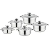 COFI 1453 10-tlg Edelstahl Kochgeschirr Set Induktion Kochtopf Topf mit Deckel