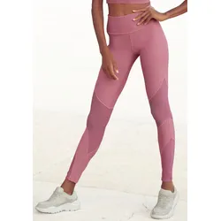 Leggings LASCANA ACTIVE, Damen, Gr. 44/46, N-Gr, rosa (dunkelrosa), Obermaterial: 85% Polyester, 15% Elasthan, unifarben, sportlich, figurbetont lang, Hosen, mit Ripp-Details