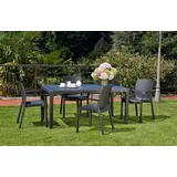 Dmora Gartenstuhl Torino, Gartensitz, Stuhl für Esstisch, Outdoor-Sessel in Rattan-Optik, 100 % Italy, 54x60h82 cm, Anthrazit
