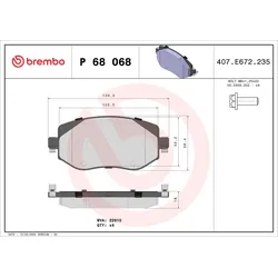 BREMBO Bremsbelagsatz, Scheibenbremse vorne rechts links mit Zubehör für RENAULT 410603407R P 68 068X