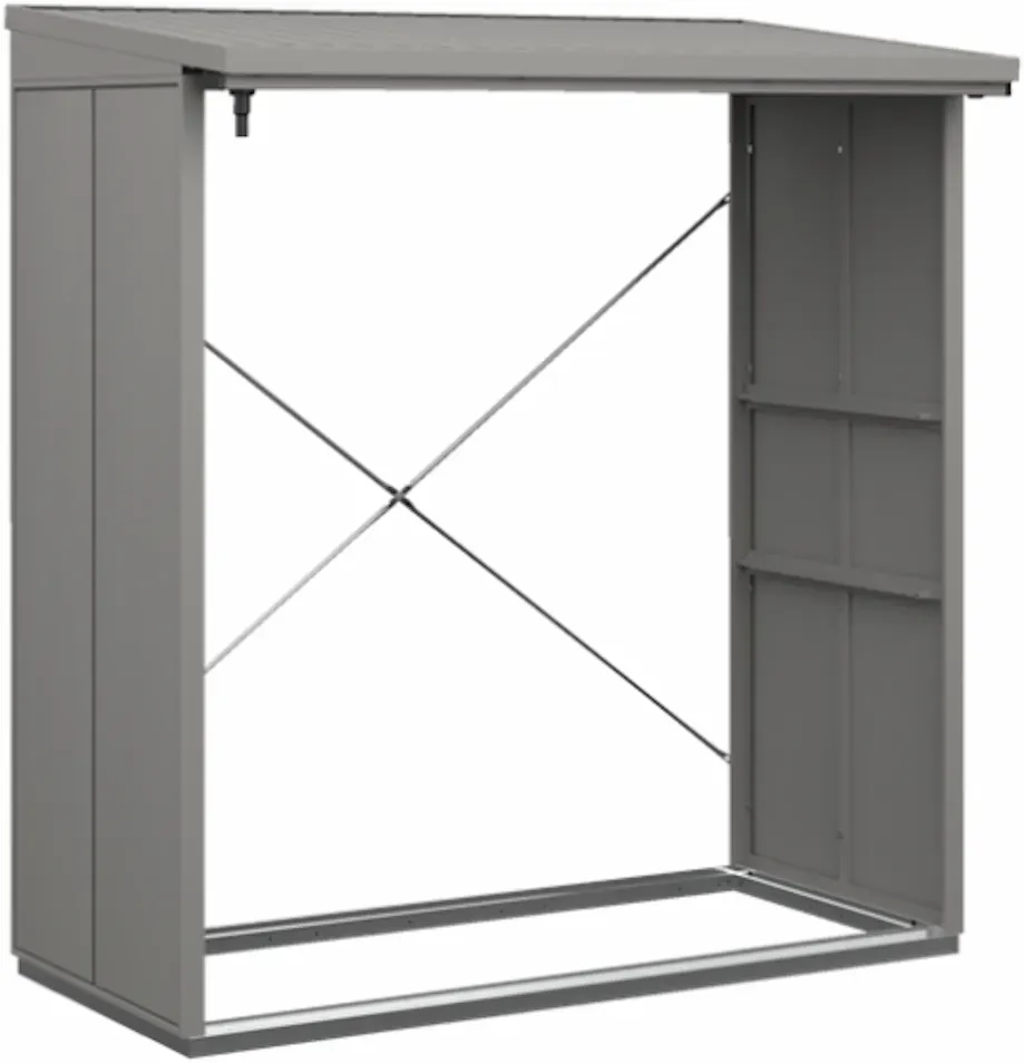 Hörmann Kaminholzregal Berry B 181 x T 103 cm (KHR Typ 2), Motiv Modern (mit breiten Lamellen), Graualuminium (RAL 9007)