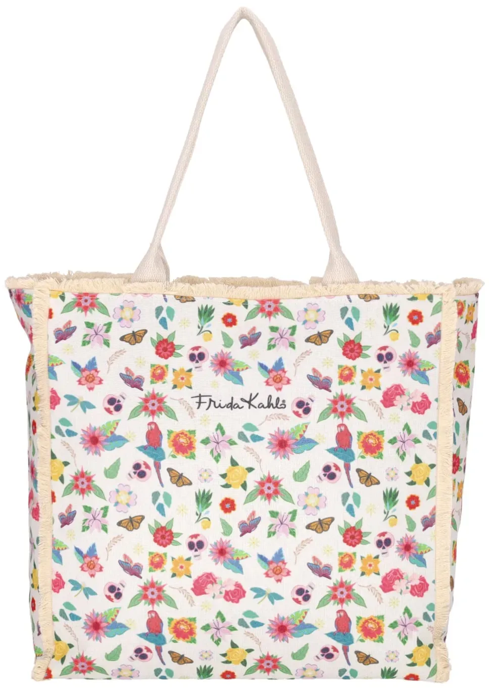 Frida Kahlo Shopper 62211 Tote Bag weiß + blumen