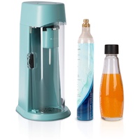 Levivo Wassersprudler Juice Inkl. 0,6l Glasflasche Und 60l Co2-Zylinder, Sprudelt Säfte, Softdrinks Und Jedes Getränk Ihrer Wahl, Für 60l Co2-Zylinder, Licensed Technology by Drinkmate, Helltürkis