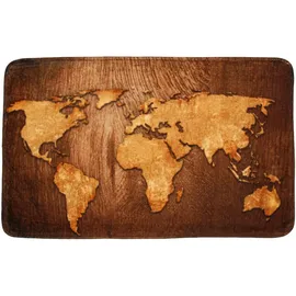 Sanilo Badteppich World Map Braun 50 x 80 cm