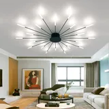 RRBEST LED Deckenleuchte Wohnzimmer,Wohnzimmerlampe Moderne Minimalistische Deckenlampe Innen Dekorative Deckenbeleuchtung für Wohnzimmer, Schlafzimmer und Büro (20 Lichter, Schwarz)