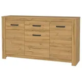 Forte Havanna Kommode mit 3 Türen und 1 Schublade, Holzwerkstoff, Alteiche, 62 x 95,7 x 161,4 cm